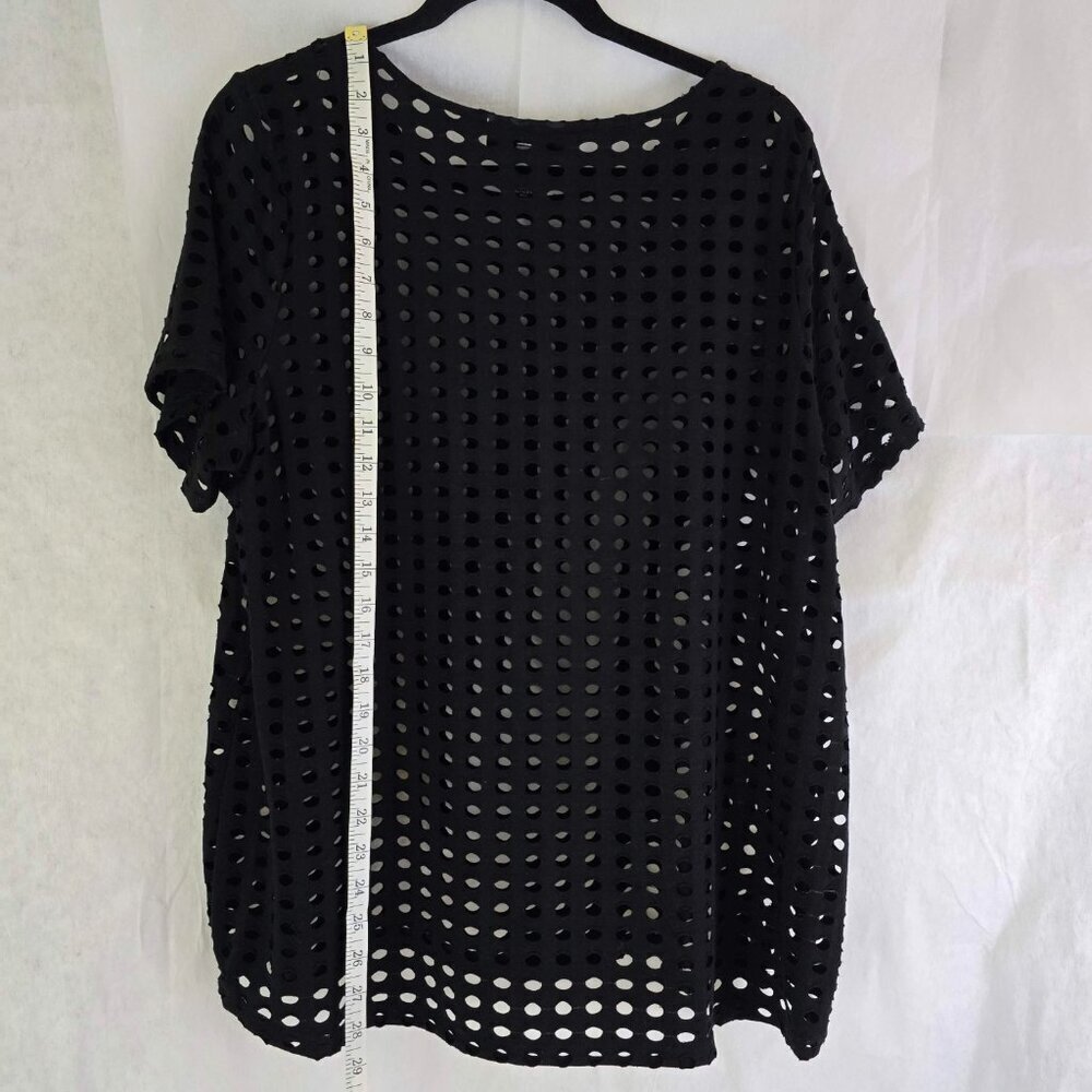 INC Macys Black Open Knot Eyelet Short Sleeve Shirt Cover Up So Soft Size 1X EUC - Picture 4 of 11